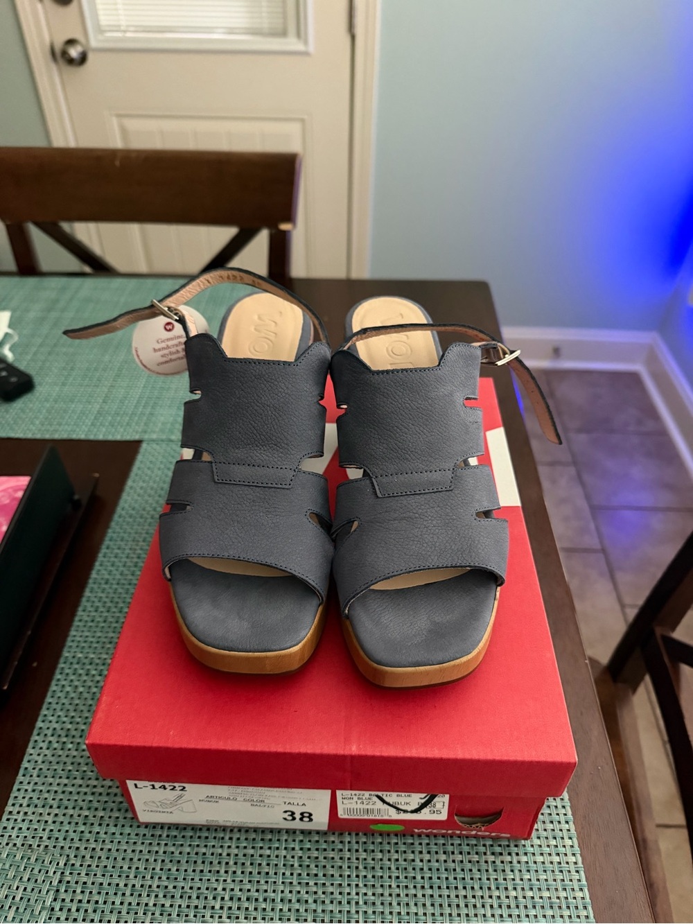 Women’s Blue Open-Toe Strap Sandals with Ankle Buckle